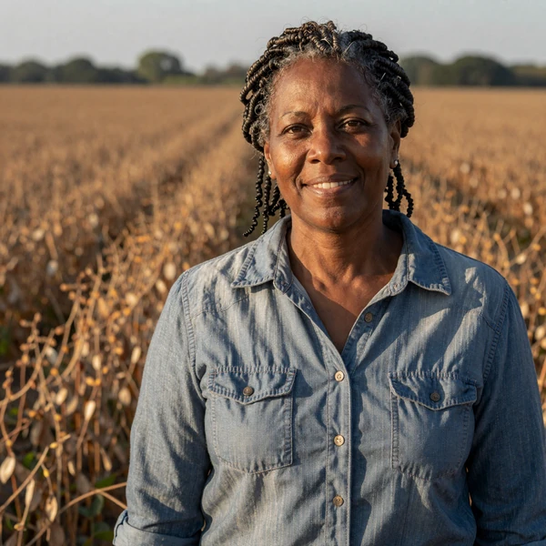 Denise, a 58-year-old soybean farmer from Greenville Mississippi, verified Black farmers dating member