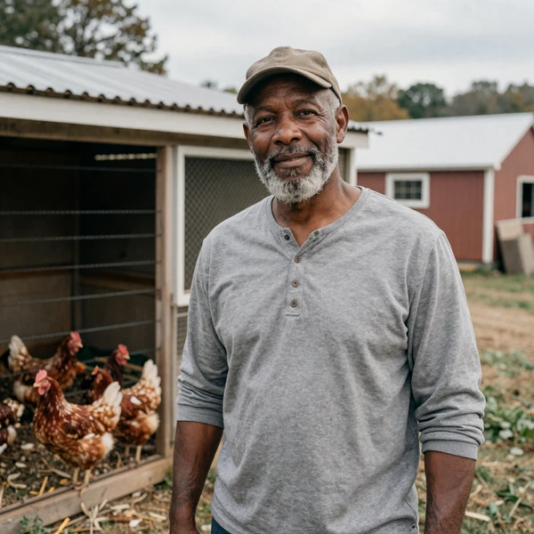 Reginald, a 66-year-old poultry and produce farmer from Durham North Carolina