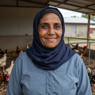 Khadija, a 56-year-old poultry and produce farmer from Raleigh North Carolina
